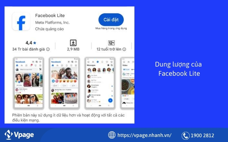 Dung lượng của Facebook lite