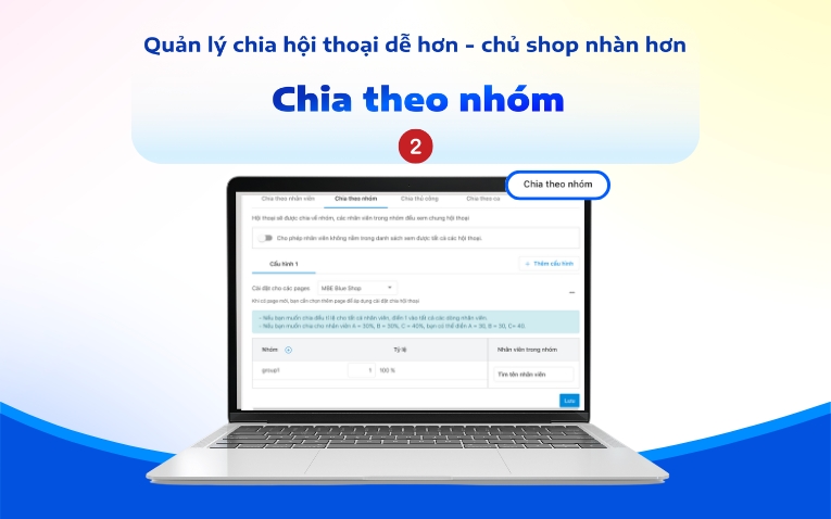 Phân chia hội thoại theo nhóm trên Vpage