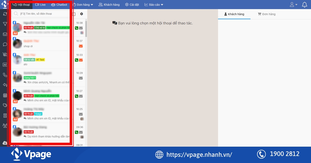Phân loại hội thoại trên Vpage