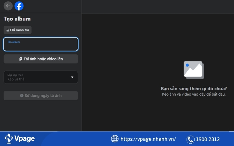 Đặt tên album, thêm ảnh/video và đối tượng người xem trong album
