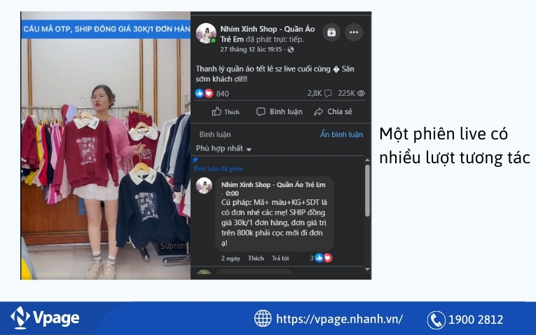 Một phiên live có nhiều lượt tương tác 