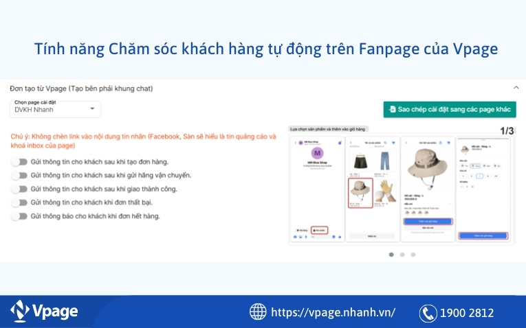 Tính năng Chăm sóc khách hàng tự động trên Fanpage của Vpage  