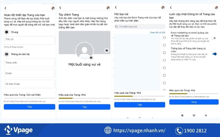 Điền các thông tin cần thiết cho Trang