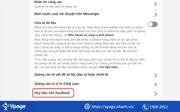 Chọn Huy hiệu trên Facebook