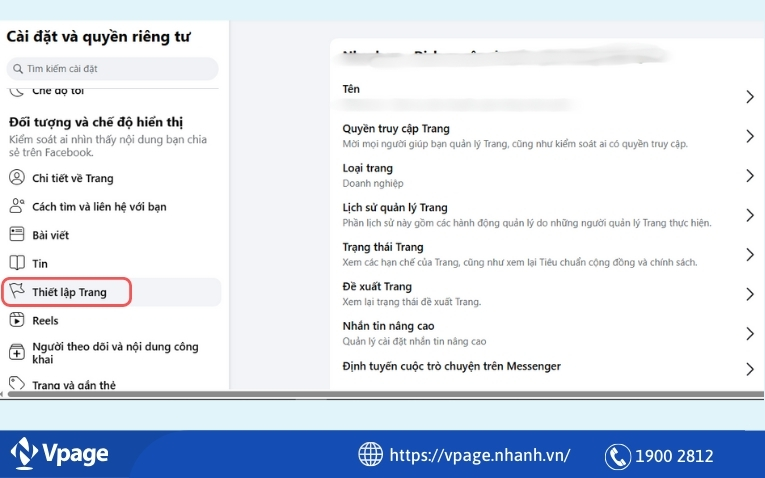 Chọn Thiết lập trang