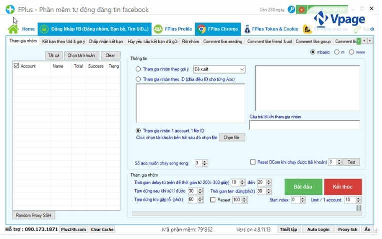 Giao diện phần mềm FplusChrome