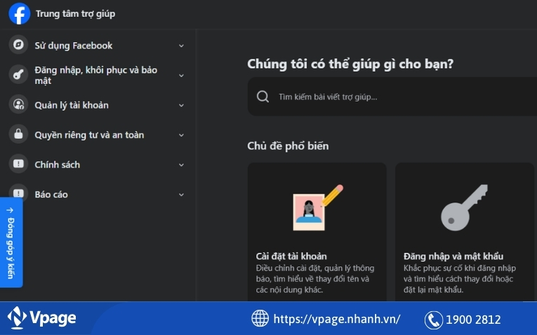 Truy cập Trung tâm trợ giúp Facebook