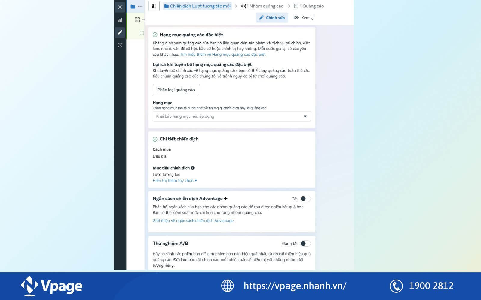 Tắt tùy chọn Ngân sách chiến dịch Advantage+