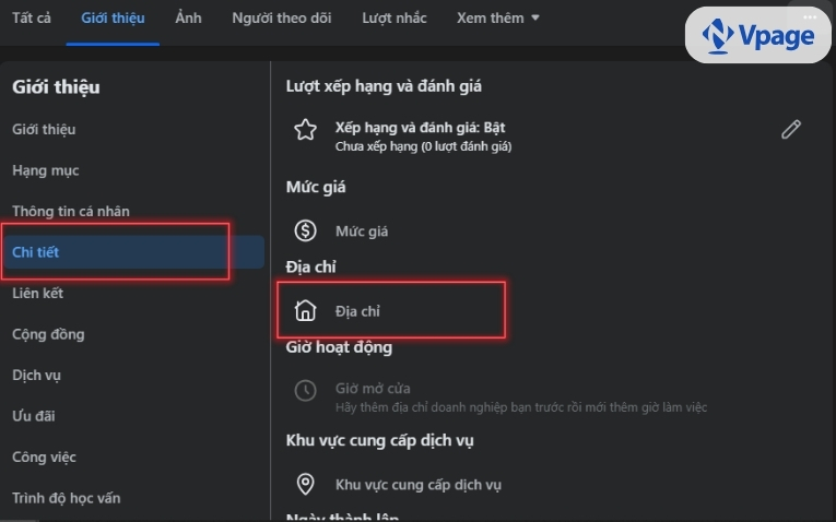Nhấn vào địa chỉ trong mục Chi tiết 