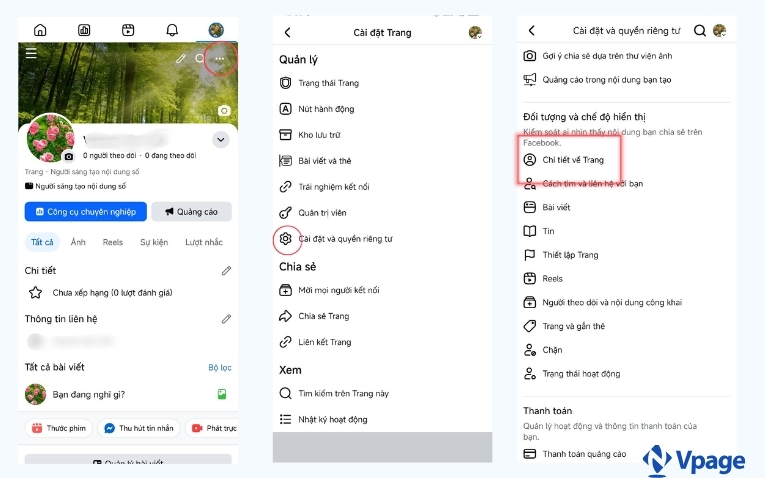 Nhấn chọn Chi tiết về Trang