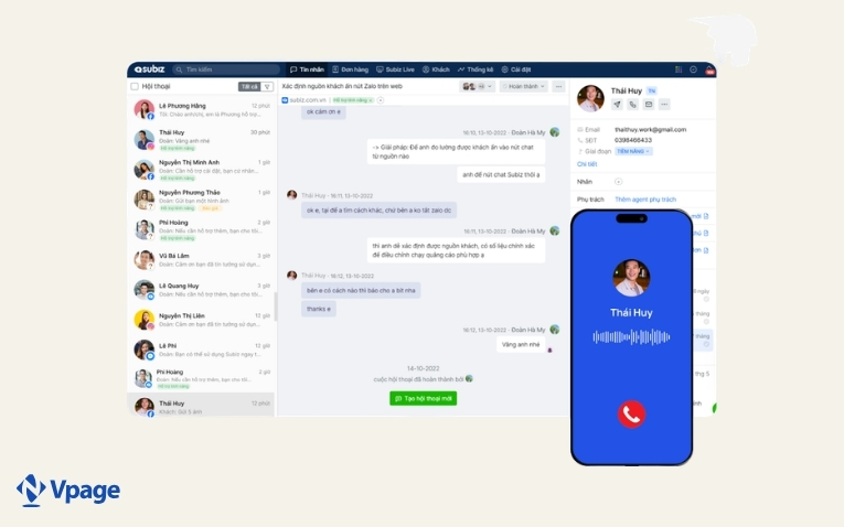 Phần mềm quản lý tin nhắn Fanpage Subiz