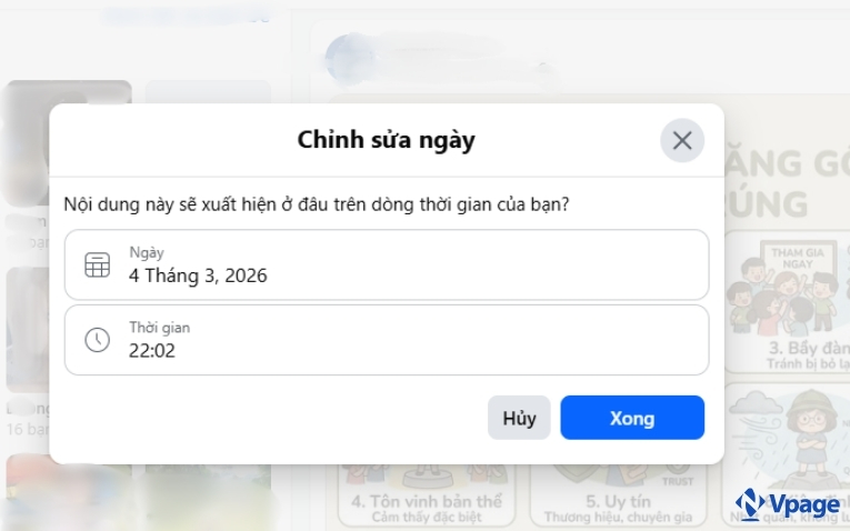 Chỉnh ngày rồi nhấn nút xong
