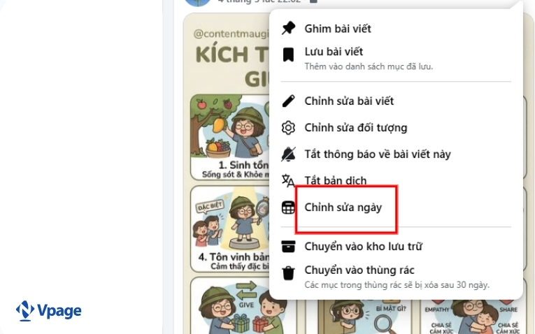 Chọn chỉnh sửa ngày