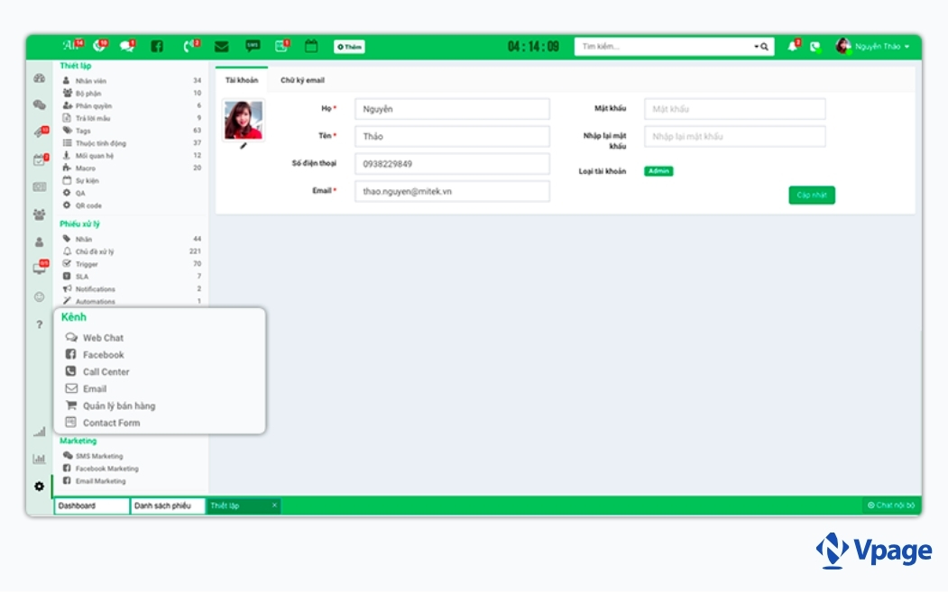 Phần mềm chat online trực tuyến MiDesk