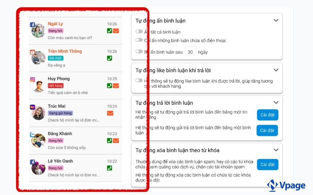 Vpage giúp quản lý tin nhắn từ nhiều nền tảng trên một giao diện duy nhất 