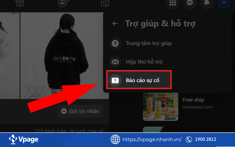 Chọn Báo cáo sự cố