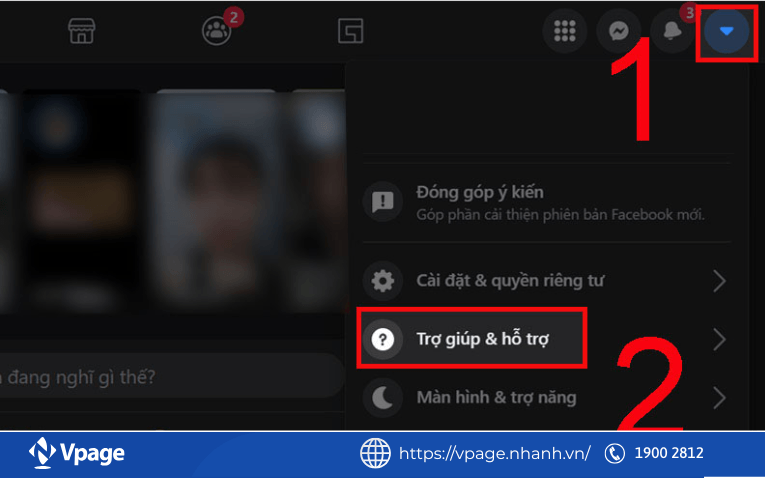 Chọn Trợ giúp & hỗ trợ trên Facebook