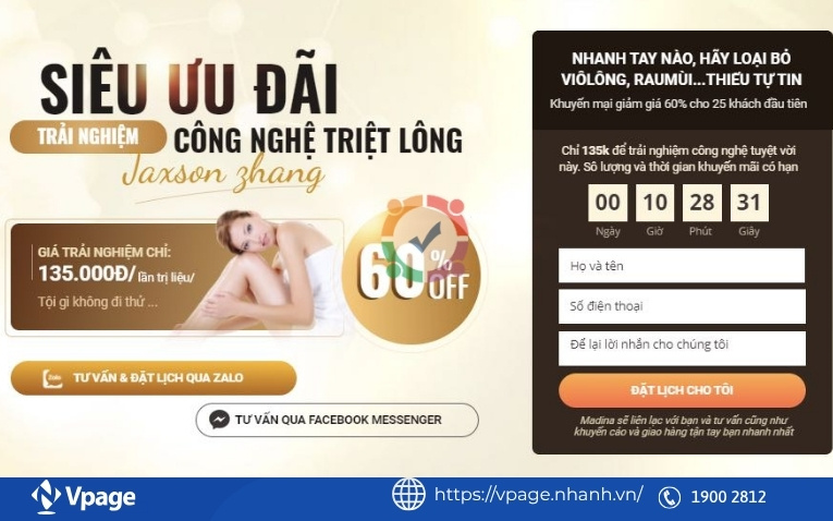 Cung cấp bảng giá trên Landing Page