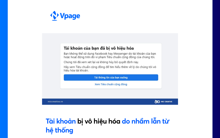 Tài khoản bị vô hiệu hóa do nhầm lẫn từ hệ thống