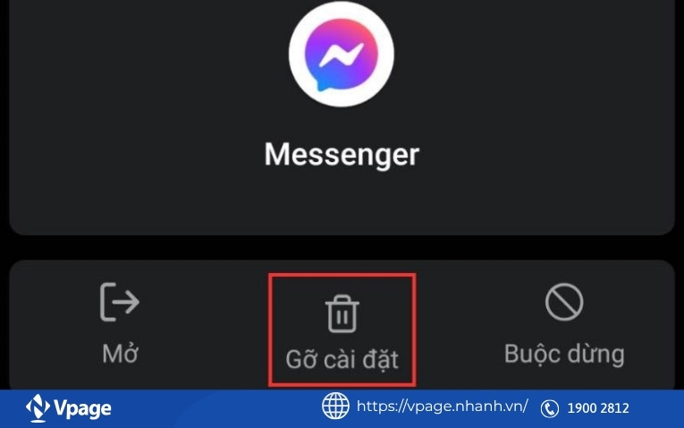 Chọn gỡ cài đặt