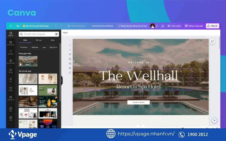 Công cụ tạo landing page Canva