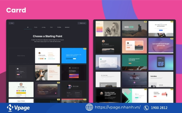 Công cụ tạo landing page miễn phí Carrd