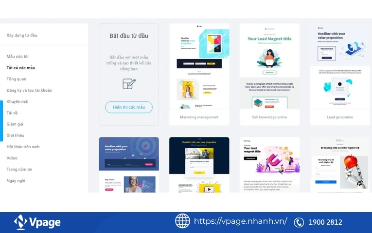 Getresponse tạo landing page