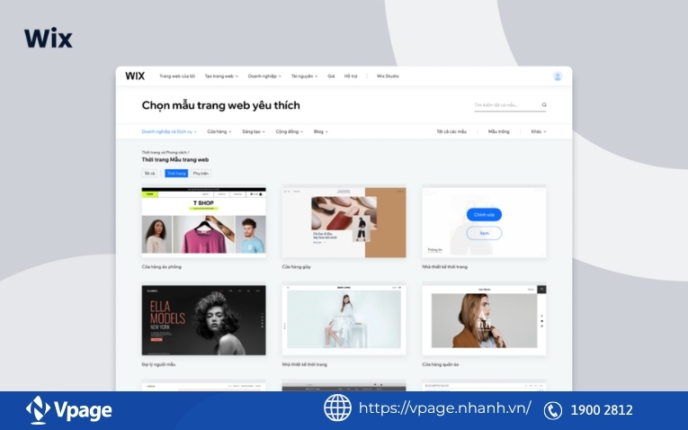 Phần mềm tạo landing page Wix