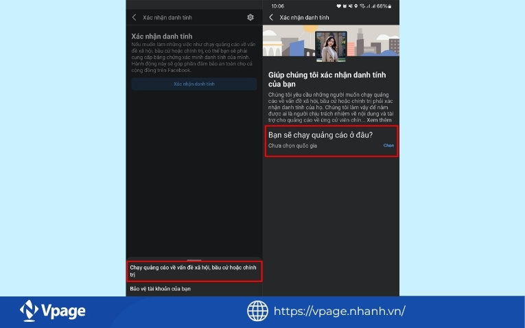 Chọn mục đích xác minh danh tính