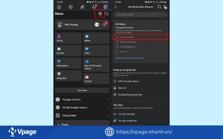 Chọn thông tin cá nhân