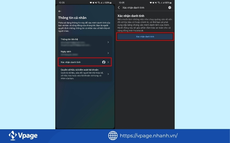 Chọn Xác nhận danh tính 