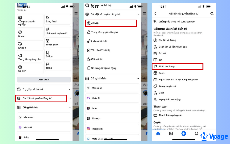 Truy cập Cài đặt Trang 