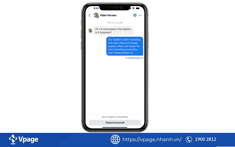 Cách can thiệp và tiếp quản cuộc trò chuyện có Business AI