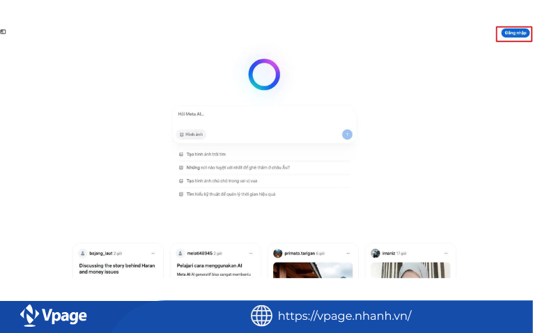 Truy cập trang web Meta AI trên trình duyệt máy tính