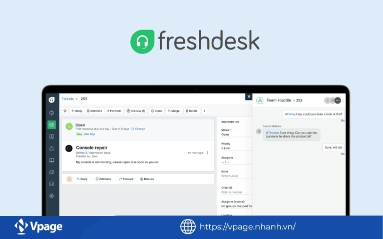 Nền tảng chăm sóc khách hàng tích hợp trợ lý ảo Freshdesk