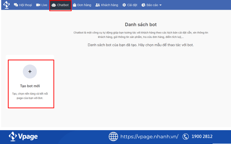 Tạo chatbot mới