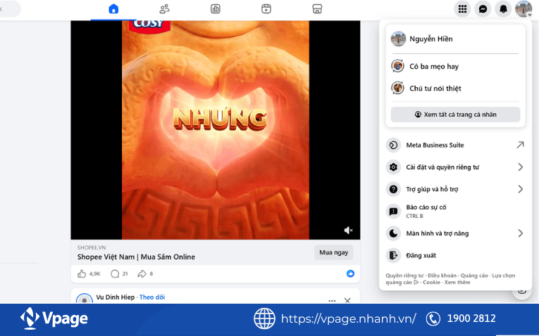 Truy cập vào Facebook chọn Cài đặt & quyền riêng tư => Chọn Cài đặt tài khoản chung
