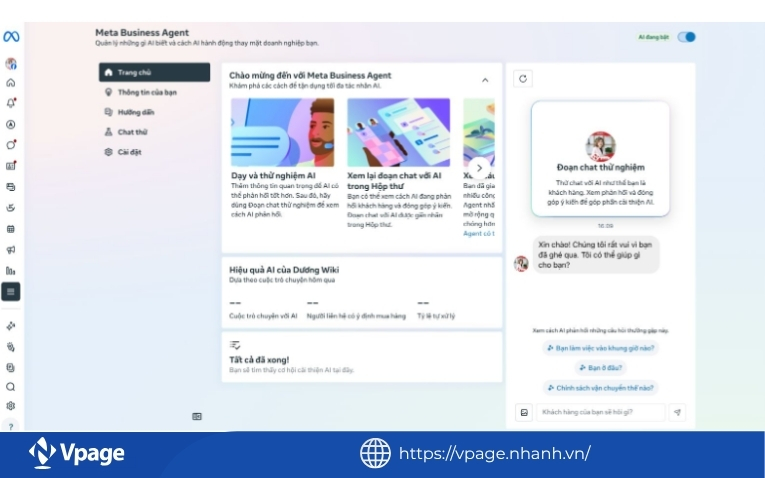 Giao diện Meta Business Agent
