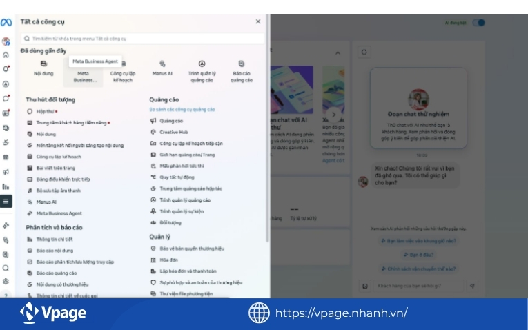 Truy cập Meta Business Agent