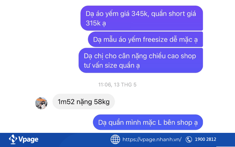 Tư vấn size chính xác cho khách hàng