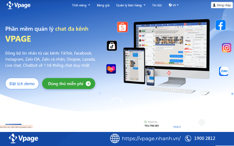 Phần mềm quản lý chat đa kênh Vpage